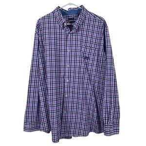 Chaps Ralph Lauren Purple White Plaid Checkers Button Down Shirt Size XXL EUC